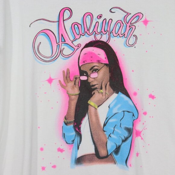 Aaliyah Ripple Junction Unisex Large White Air Brush Large T-Shirt - Picture 2 of 4